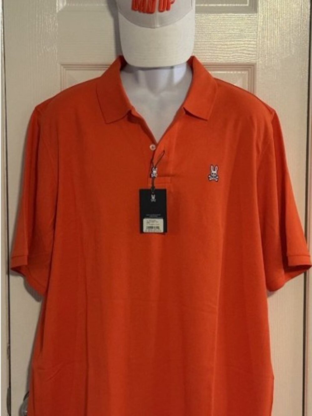 $98 Psycho Bunny Mens Polo Shirt Tangerine Pima Cotton Size 9 XXXL + FREE HAT!!
